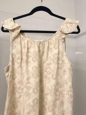 Floral Linen-Blend Dress — Size L a.n.a - Neutral Cream/Tan